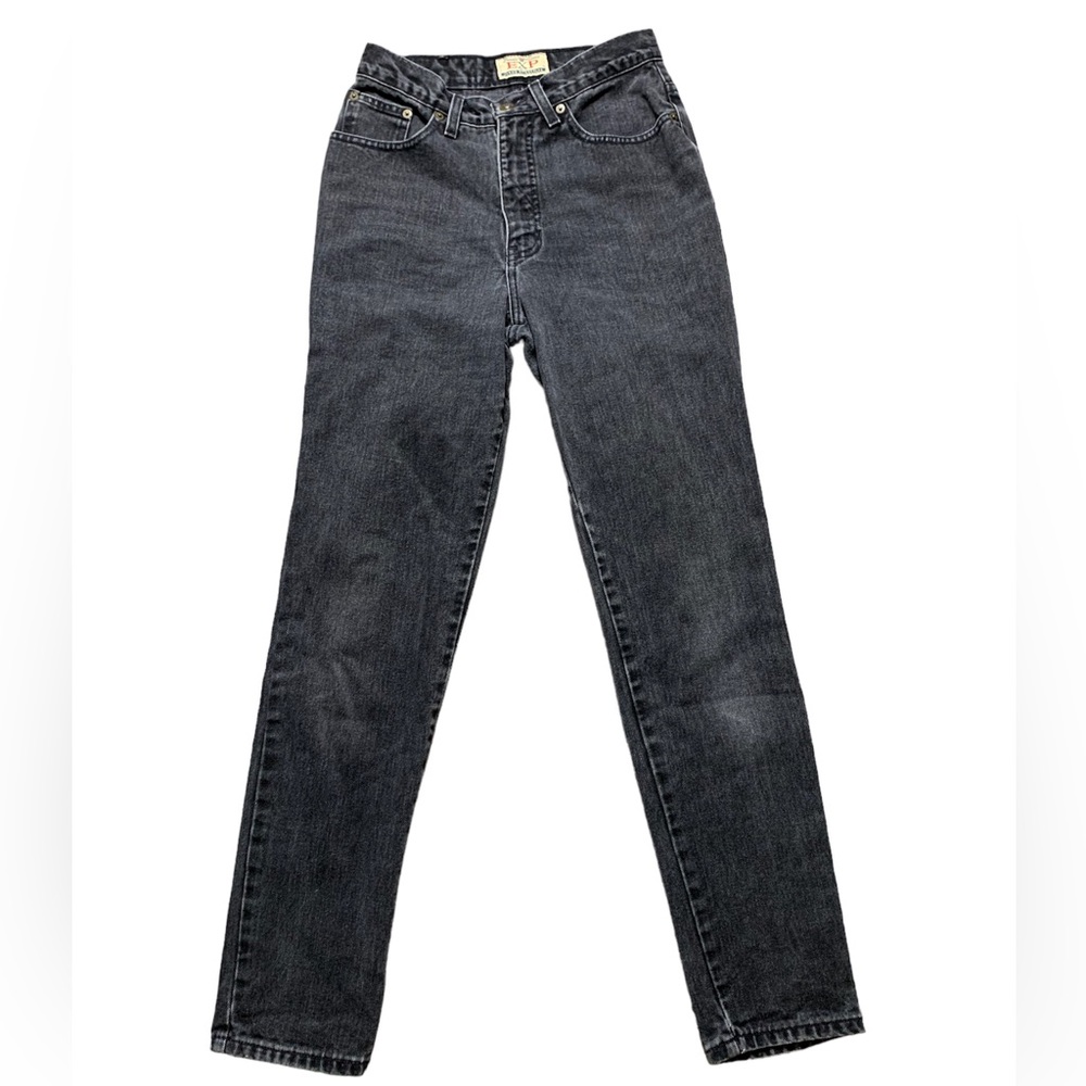 Express Vintage 90s EXP Tapered Leg Jeans Washed Black Denim US‎ Made 7/8
